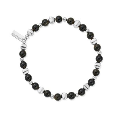 Men Jewellery ChloBo  | Men’S Golden Obsidian Bullet Bracelet