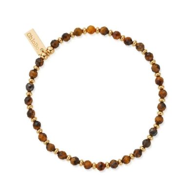 Men Jewellery ChloBo  | Men’S Gold Tiger’S Eye Mini Disc Bracelet