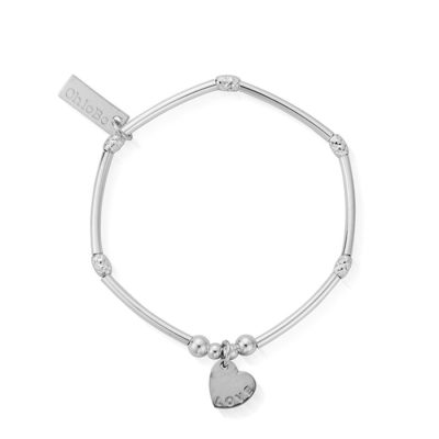 Women Jewellery ChloBo  | Children’S Mini Noodle Sparkle Rice Love Heart Charm Bracelet