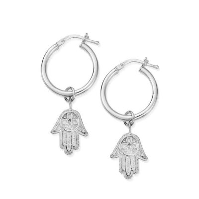 Women Jewellery ChloBo  | Hamsa Hand Hoop Earrings 925 Sterling Silver