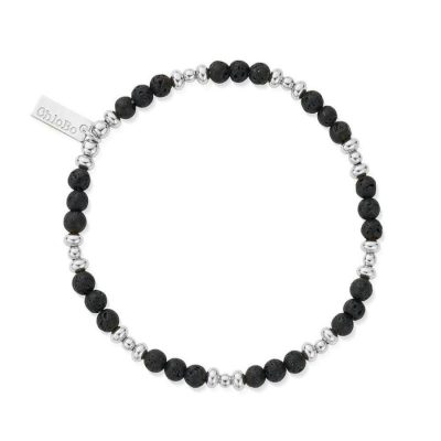 Men Jewellery ChloBo  | Men’S Black Lava Saucer Bracelet