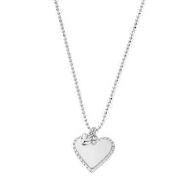 Women Jewellery ChloBo  | Personalised Diamond Cut Adjustable Double Heart Necklace