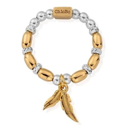 Women Jewellery ChloBo  | Mixed Metal Dainty Double Feather Ring